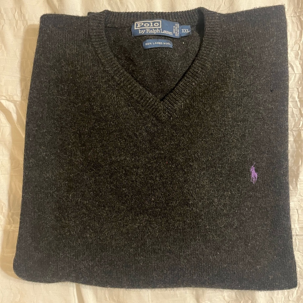 Men’s V-neck Wool GREYish Polo Ralph Lauren Sweater